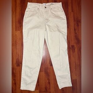 Nicole Miller Super High Rise Taper Light Cream Stretch Jeans